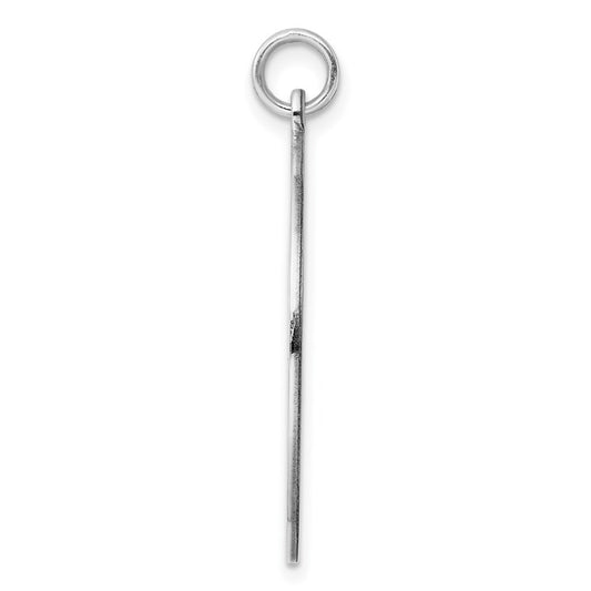 Sterling Silver Rhod-plated Eng. Rnd Polish Front/Satin Back Disc Charm QM499