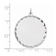 Sterling Silver Rhod-plated Eng. Rnd Polish Front/Satin Back Disc Charm QM499