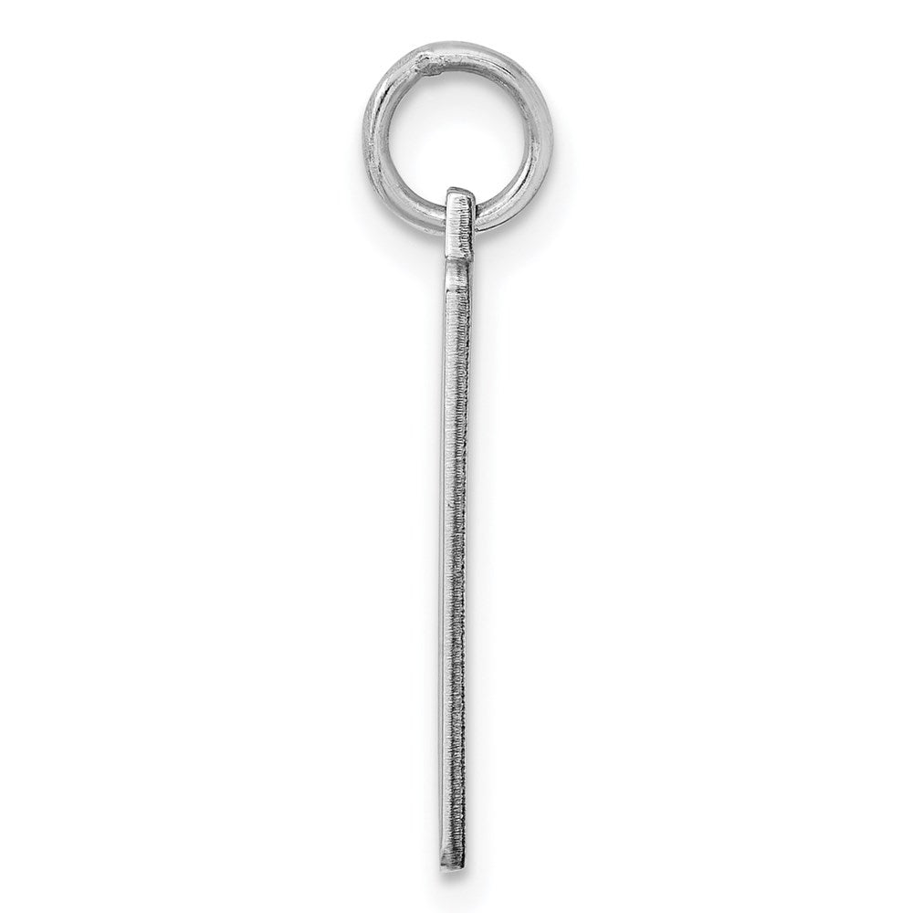 Sterling Silver Rhod-plate Eng. Rect. Polish Front & Back Disc Charm QM507