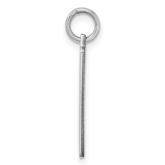 Sterling Silver Rhod-plate Eng. Rect. Polish Front/Satin Back Disc Charm QM507