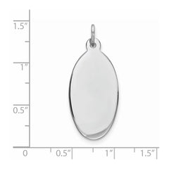 Sterling Silver Rhod-plate Eng. Oval Polish Front/Satin Back Disc Charm QM514
