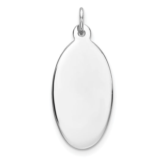 Sterling Silver Rhod-plate Eng. Oval Polish Front/Satin Back Disc Charm QM514