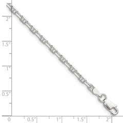 Sterling Silver Polished and D/C 3mm Mariner Link Chain QMA080-8