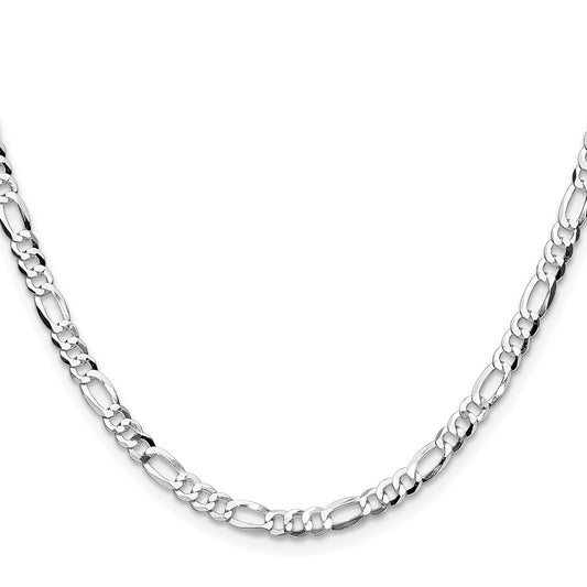 Sterling Silver Rhodium-plated 4.0mm Lightweight Flat Figaro ChainQMB100R