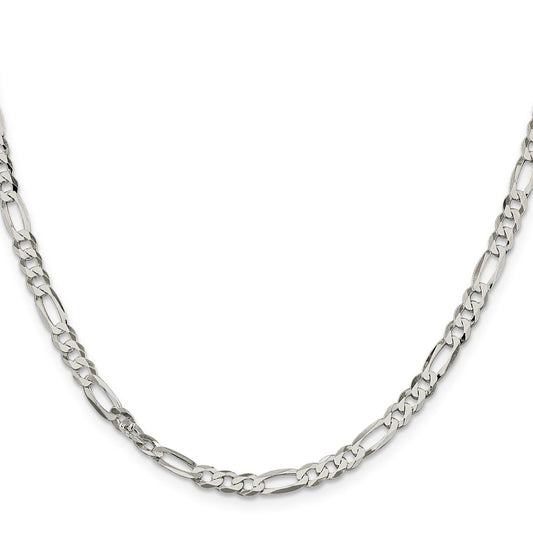 Sterling Silver 4.5mm Lightweight Flat Figaro ChainQMB120