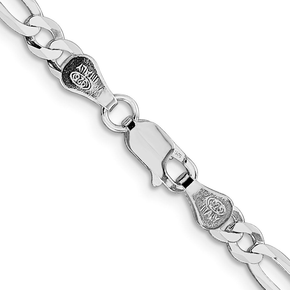 Sterling Silver Rhodium-plated 4.5mm Lightweight Flat Figaro ChainQMB120R