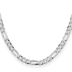 Sterling Silver Rhodium-plated 7.0mm Lightweight Flat Figaro ChainQMB180R