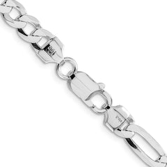 Sterling Silver Rhodium-plated 7.0mm Lightweight Flat Figaro ChainQMB180R