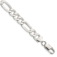Sterling Silver 8.5mm Lightweight Flat Figaro Chain QMB220-8
