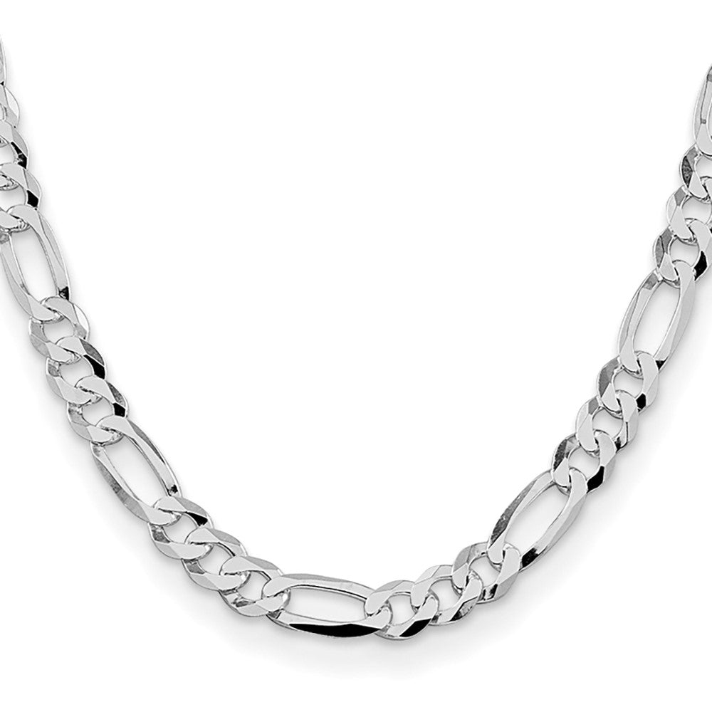 Sterling Silver Rhodium-plated 8.5mm Lightweight Flat Figaro ChainQMB220R