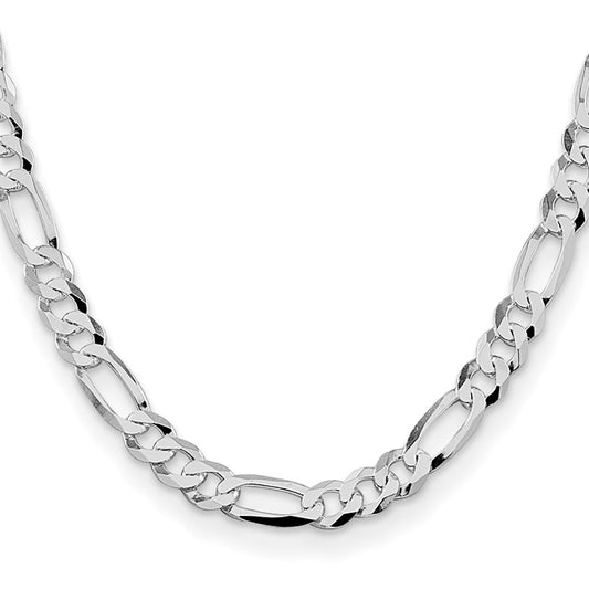 Sterling Silver Rhodium-plated 8.5mm Lightweight Flat Figaro ChainQMB220R