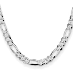 Sterling Silver Rhodium-plated 8.5mm Lightweight Flat Figaro ChainQMB220R