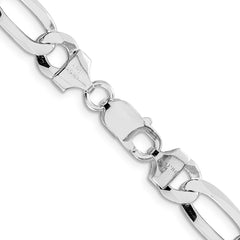 Sterling Silver Rhodium-plated 8.5mm Lightweight Flat Figaro ChainQMB220R