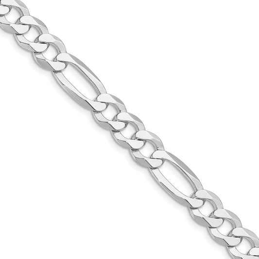 Sterling Silver Rhodium-plated 8.5mm Lightweight Flat Figaro ChainQMB220R