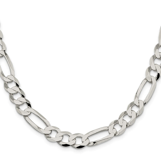 Sterling Silver 9.7mm Lightweight Flat Figaro ChainQMB250