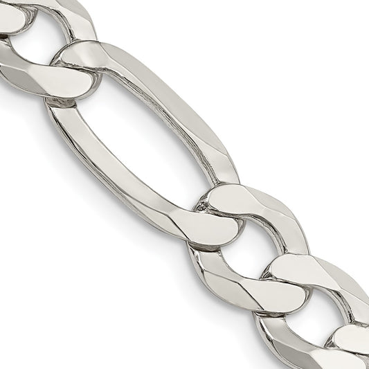 Sterling Silver 9.7mm Lightweight Flat Figaro ChainQMB250