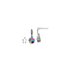 QME16_5--6 Sterling Silver Antiqued w/14k 5-stone Mother's Earring