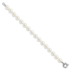 Majestik Sterling Silver Rhodium-plated 10-11mm Imitation Shell Pearl Hand-knotted Bracelet QMJB10W-7.5
