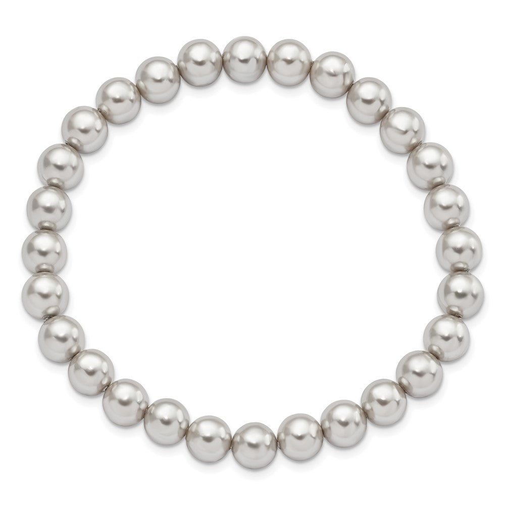 Majestik 7-8mm Grey Imitation Shell Pearl Stretch Bracelet QMJB78G
