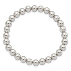 Majestik 7-8mm Grey Imitation Shell Pearl Stretch Bracelet QMJB78G