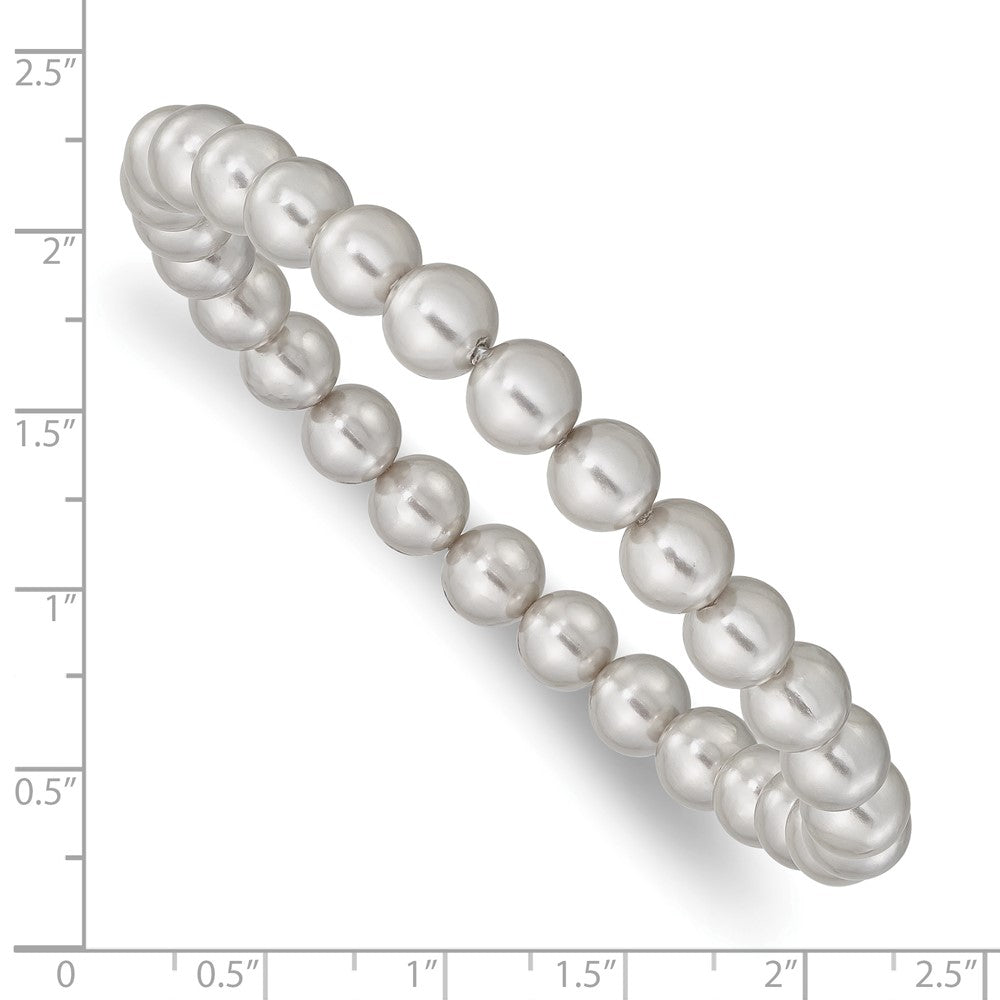 Majestik 7-8mm Grey Imitation Shell Pearl Stretch Bracelet QMJB78G
