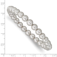 Majestik 7-8mm Grey Imitation Shell Pearl Stretch Bracelet QMJB78G
