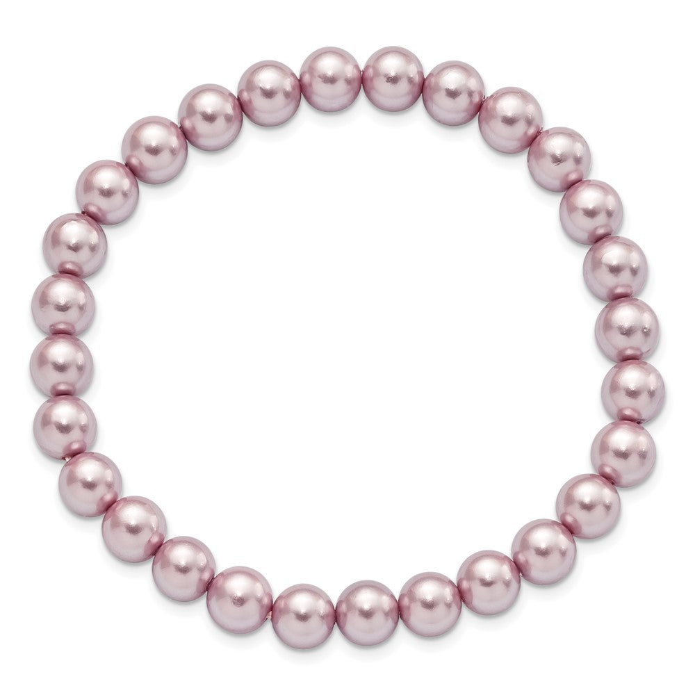 Majestik 7-8mm Purple Imitation Shell Pearl Stretch Bracelet QMJB78PU