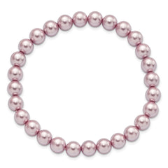 Majestik 7-8mm Purple Imitation Shell Pearl Stretch Bracelet QMJB78PU