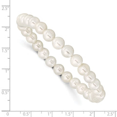 Majestik 7-8mm White Imitation Shell Pearl Stretch Bracelet QMJB78W