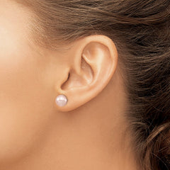 QMJE8P Majestic Sterling Silver Rhodium-plated 8-9mm Pink Imitation Shell Pearl Stud Earrings