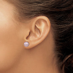 QMJE8PU Majestic Sterling Silver Rhodium-plated 8-9mm Purple Imitation Shell Pearl Stud Earrings