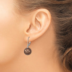 QMJEL12C Majestik Sterling Silver Rhodium-plated 12-13mm Brown Imitation Shell Pearl Leverback Dangle Earrings