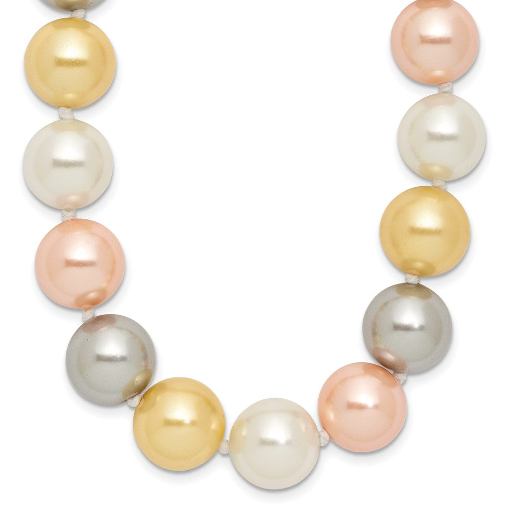 Majestik Sterling Silver Rhodium-plated 12-13mm Multi-Color Imitation Shell Pearl Hand-knotted Necklace QMJN131MX-18