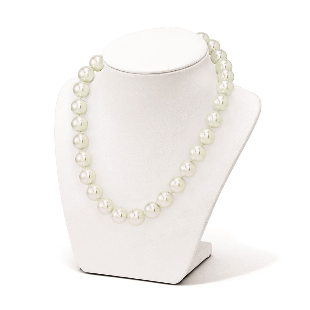 Majestik Sterling Silver Rhodium-plated 14-15mm White Imitation Shell Pearl Hand-knotted Necklace QMJN14W-18