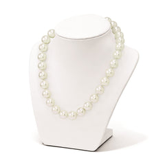Majestik Sterling Silver Rhodium-plated 14-15mm White Imitation Shell Pearl Hand-knotted Necklace QMJN14W-18