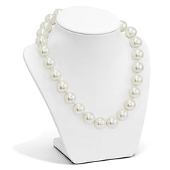 Majestik Sterling Silver Rhodium-plated 16-17mm White Imitation Shell Pearl Hand-knotted Necklace QMJN16W-18