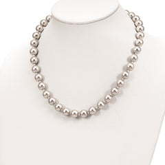 Majestic Sterling Silver Rhodium-plated 10-11mm Grey Imitation Shell Pearl Hand-knotted Necklace QMJNM10G-18