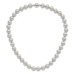 Majestic Sterling Silver Rhodium-plated 10-11mm Grey Imitation Shell Pearl Hand-knotted Necklace QMJNM10G-18