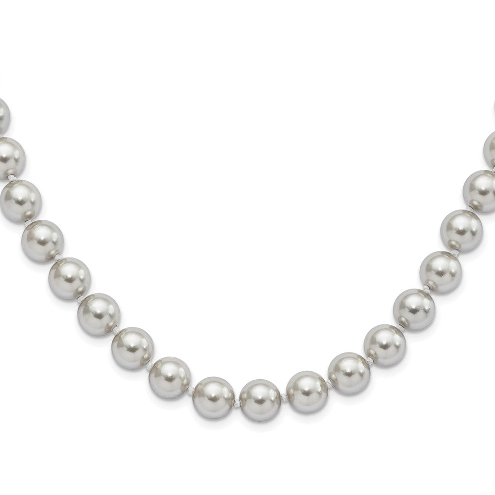 Majestic Sterling Silver Rhodium-plated 10-11mm Grey Imitation Shell Pearl Hand-knotted Necklace QMJNM10G-18