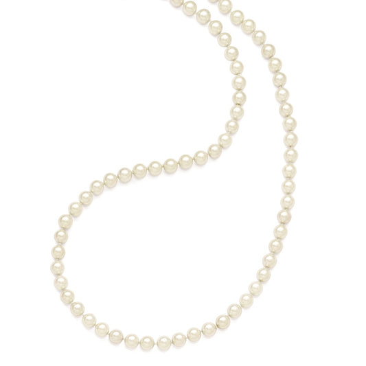 Majestik 10-11mm White Imitation Shell Pearl Hand-knotted Slip-on Necklace QMJNS10W-36
