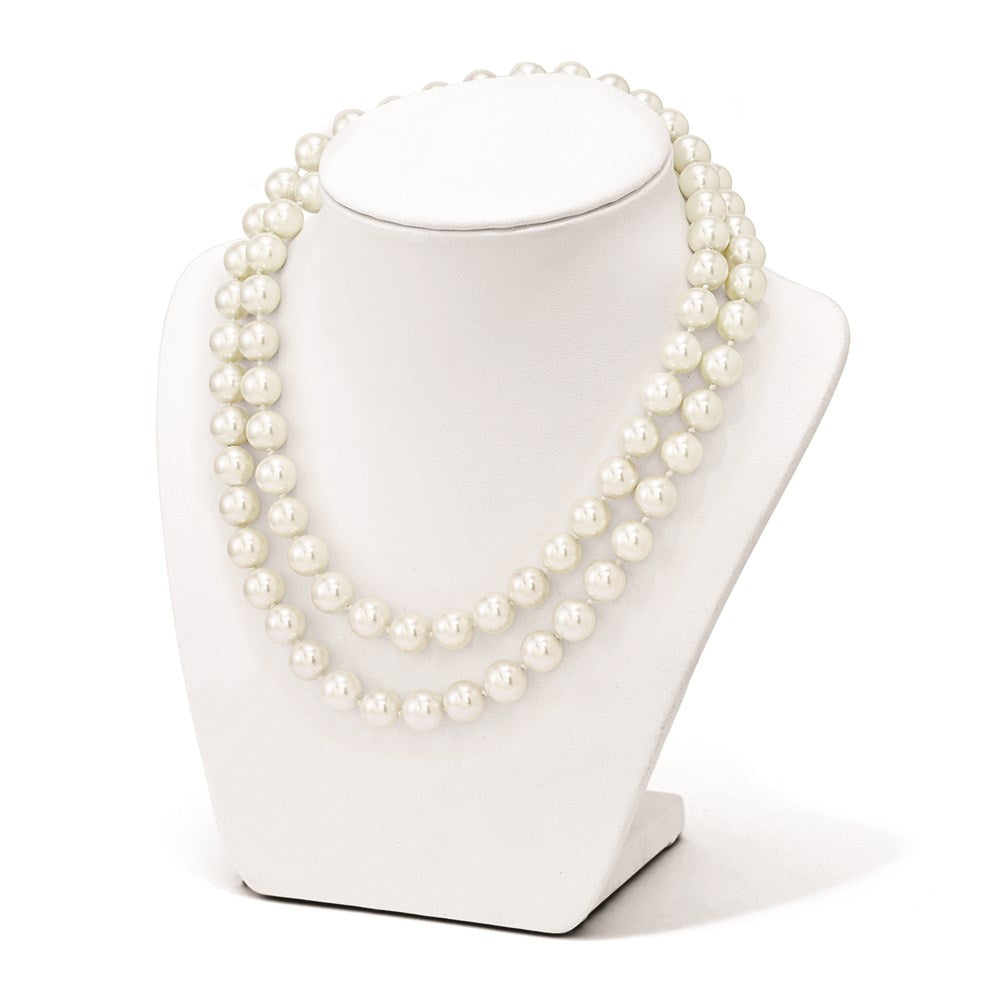 Majestik 10-11mm White Imitation Shell Pearl Hand-knotted Slip-on Necklace QMJNS10W-36