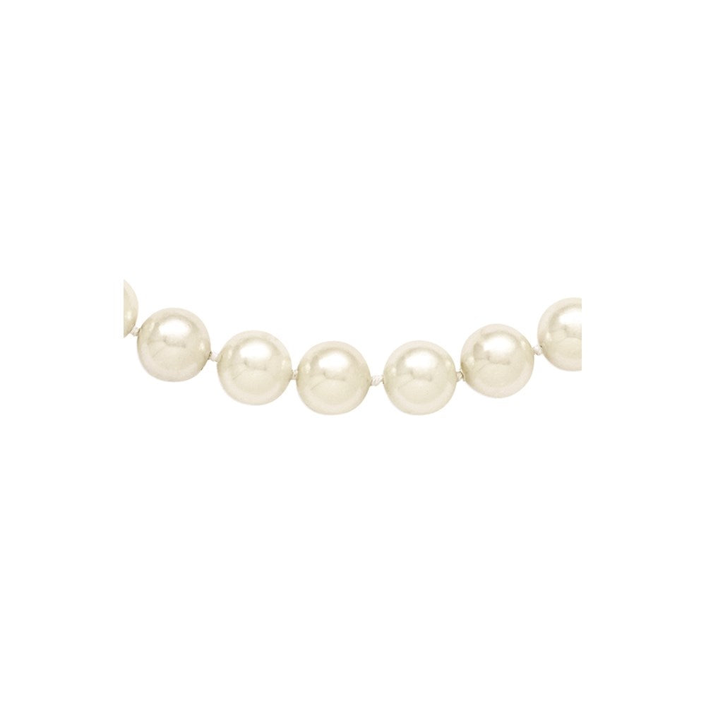 Majestik 10-11mm White Imitation Shell Pearl Hand-knotted Slip-on Necklace QMJNS10W-36