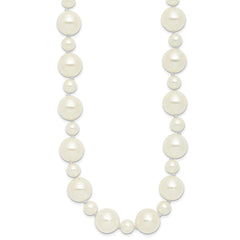 Majestik 7 and 12mm White Imitation Shell Pearl Hand-knotted Slip-on Necklace QMJNS712W-36