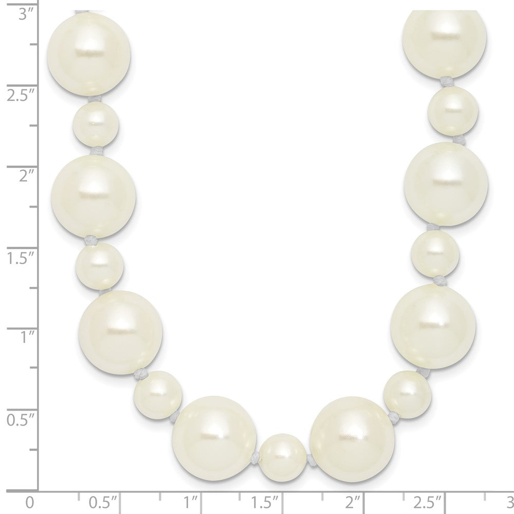 Majestik 7 and 12mm White Imitation Shell Pearl Hand-knotted Slip-on Necklace QMJNS712W-36