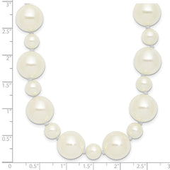 Majestik 7 and 12mm White Imitation Shell Pearl Hand-knotted Slip-on Necklace QMJNS712W-36