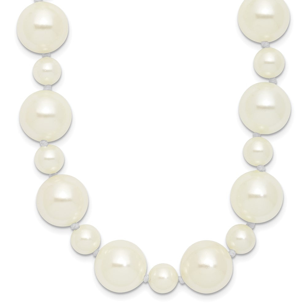 Majestik 7 and 12mm White Imitation Shell Pearl Hand-knotted Slip-on Necklace QMJNS712W-36