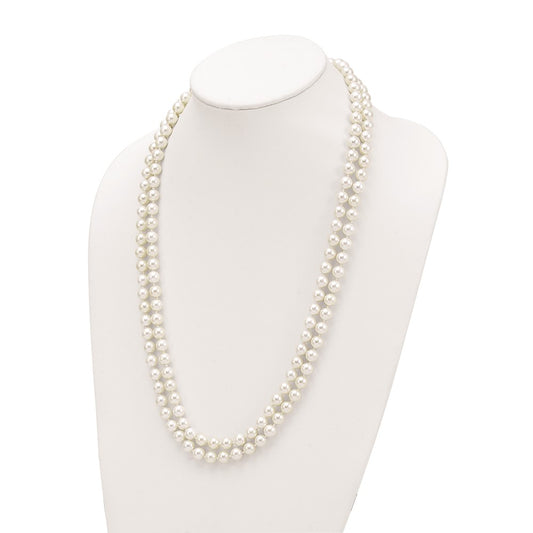 Majestik 8-9mm White Imitation Shell Pearl Hand-knotted Endless Slip-on Necklace QMJNS8W-54