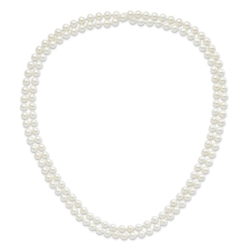Majestik 8-9mm White Imitation Shell Pearl Hand-knotted Endless Slip-on Necklace QMJNS8W-54