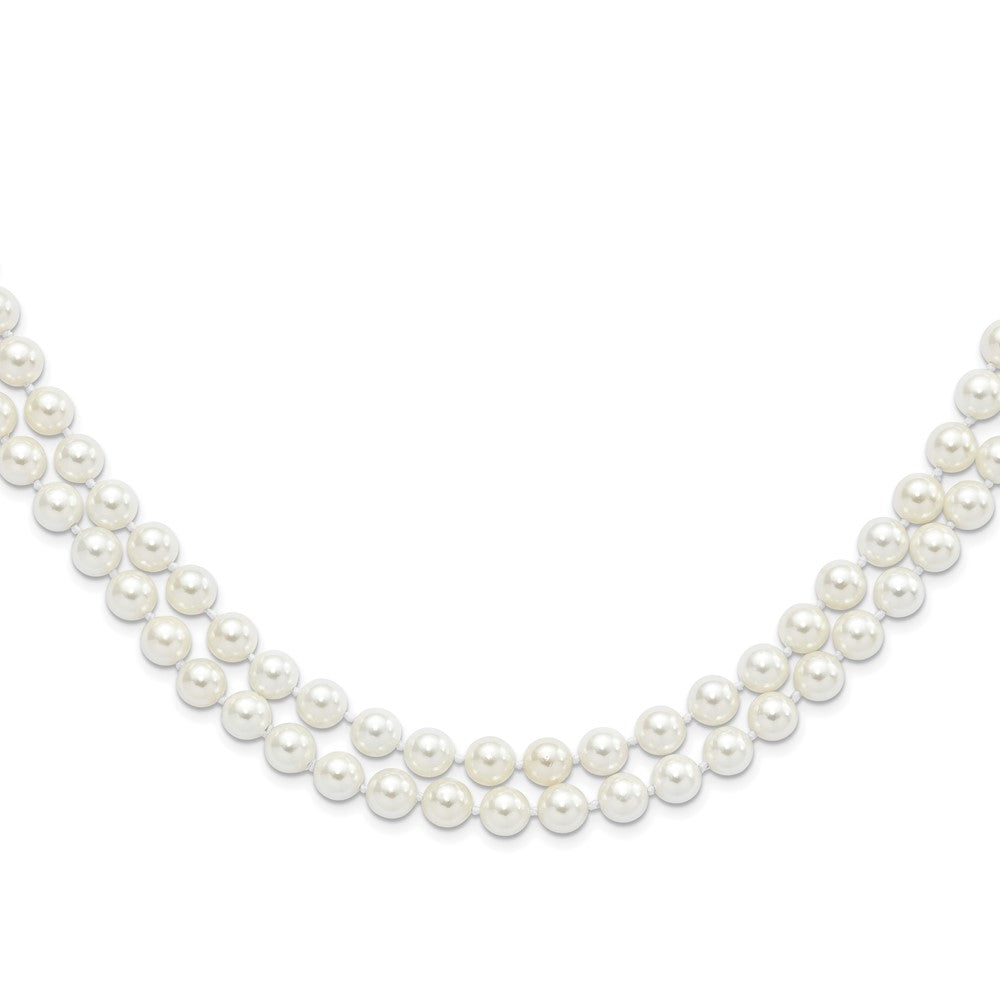 Majestik 8-9mm White Imitation Shell Pearl Hand-knotted Endless Slip-on Necklace QMJNS8W-54