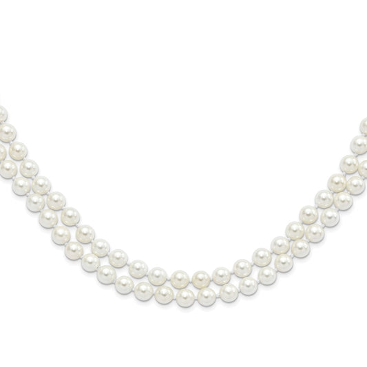 Majestik 8-9mm White Imitation Shell Pearl Hand-knotted Endless Slip-on Necklace QMJNS8W-54
